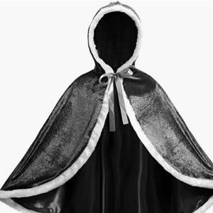 Fur Princess Black Halloween Cape (6T)